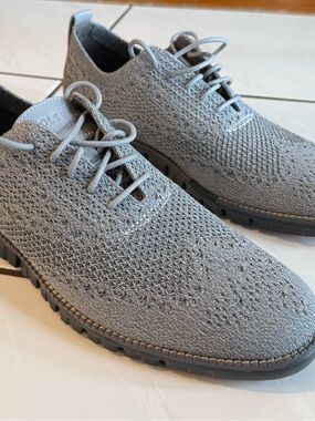 Cole Haan Light Gray Knit Lace-Up Oxford
